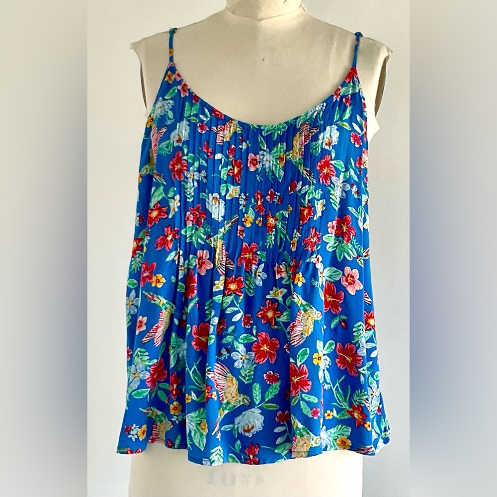 Old Navy Cute Blue Floral Camisole Summer Boho Top Spaghetti Straps XL NWOT